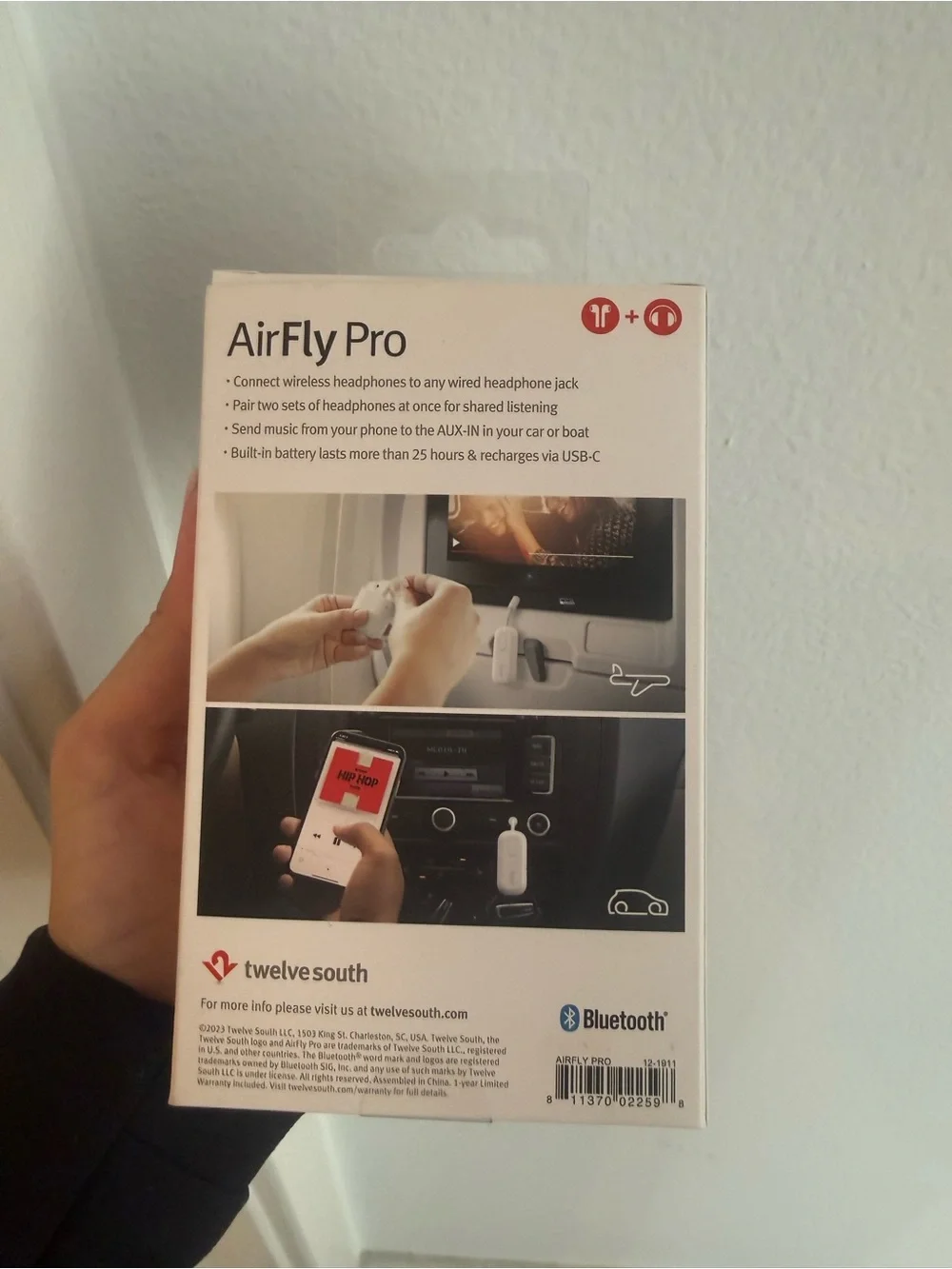 AirFly Pro Bluetooth Audio Adapter - White